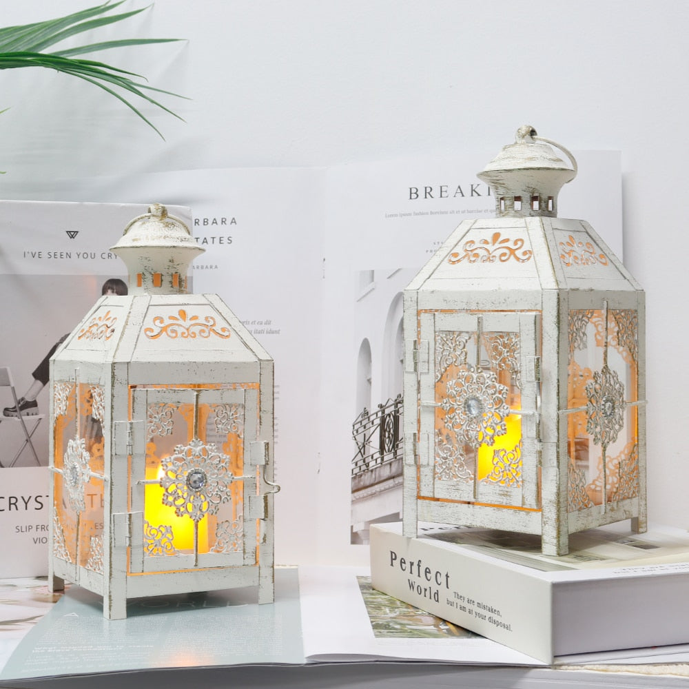 2Pcs Vintage Candle Holder Lantern