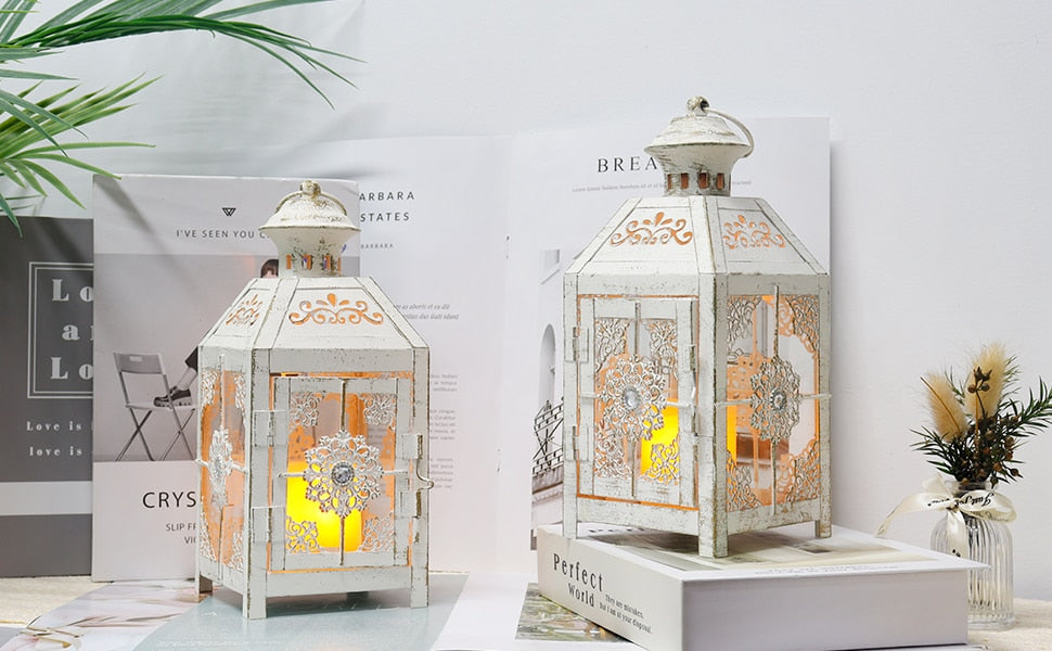 2Pcs Vintage Candle Holder Lantern