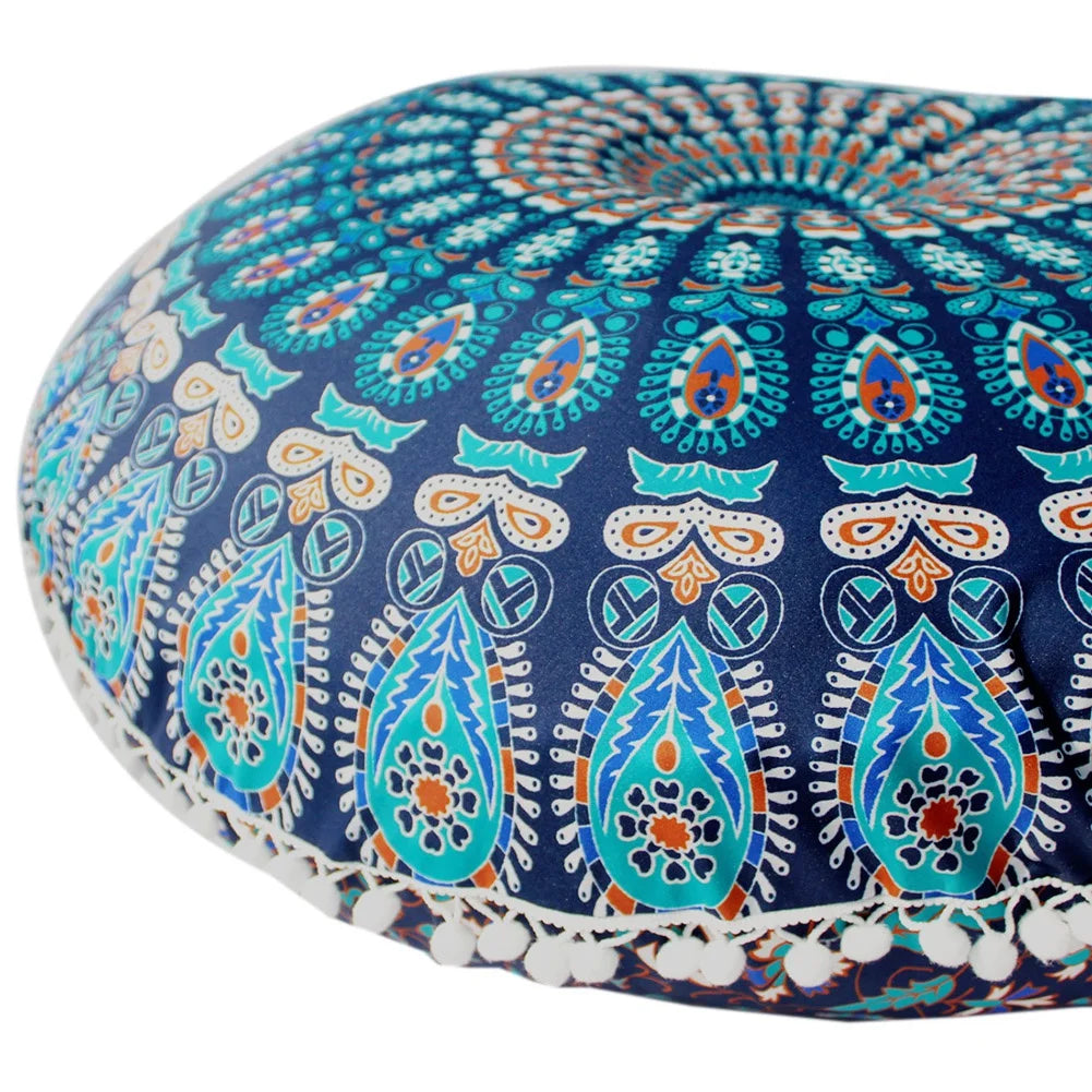 Mandala Floral Round Pillow Cover 17" Double Sided - multiple colors