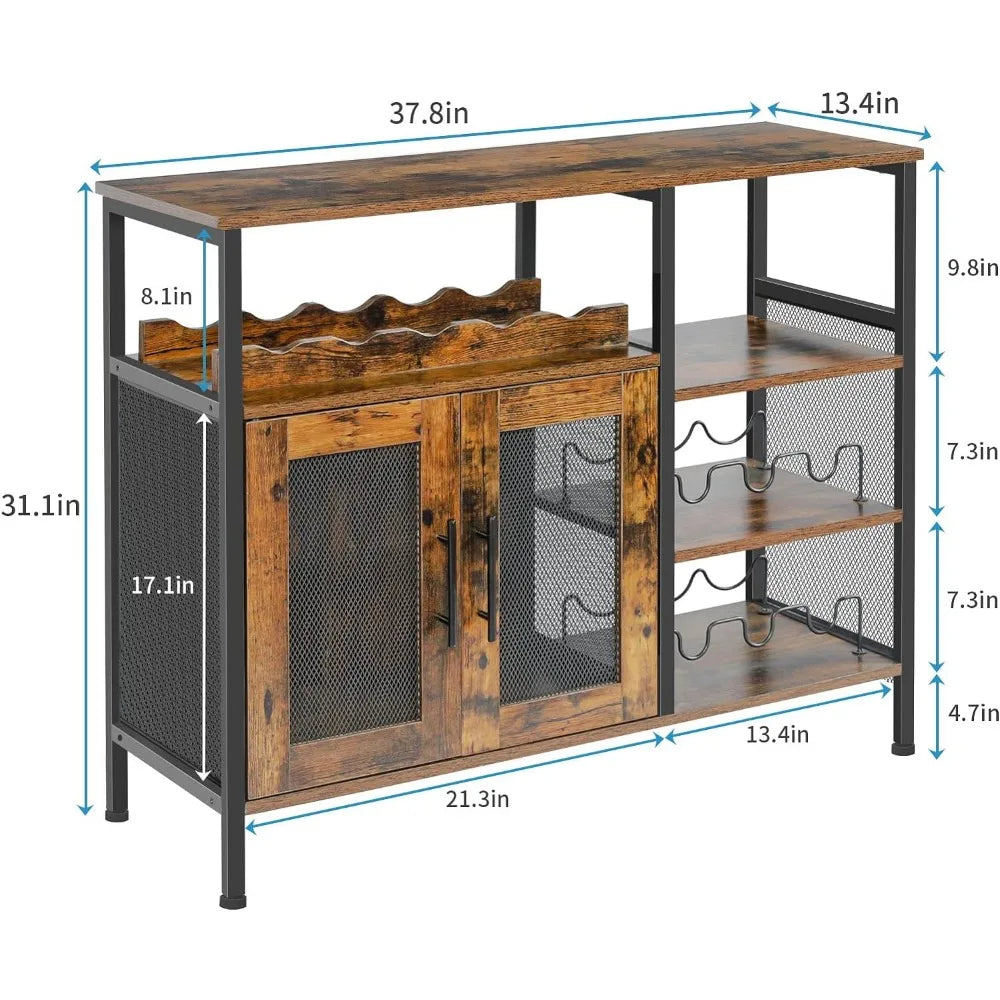 Wine Cabinet with Detachable Wine Rack and Mesh Door