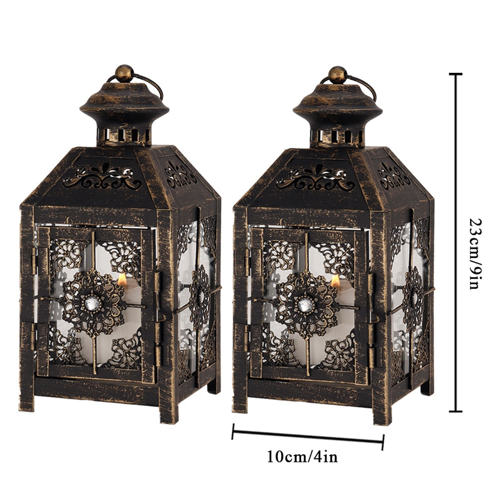 2Pcs Vintage Candle Holder Lantern