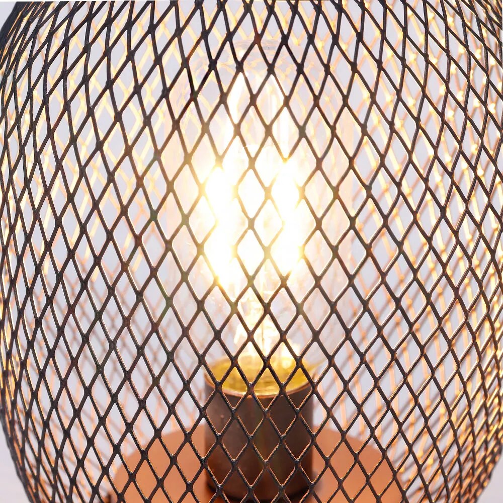 2Pcs Metal Cage Round Table Lamp, LED Lantern, Battery Powered, Cordless Lamp