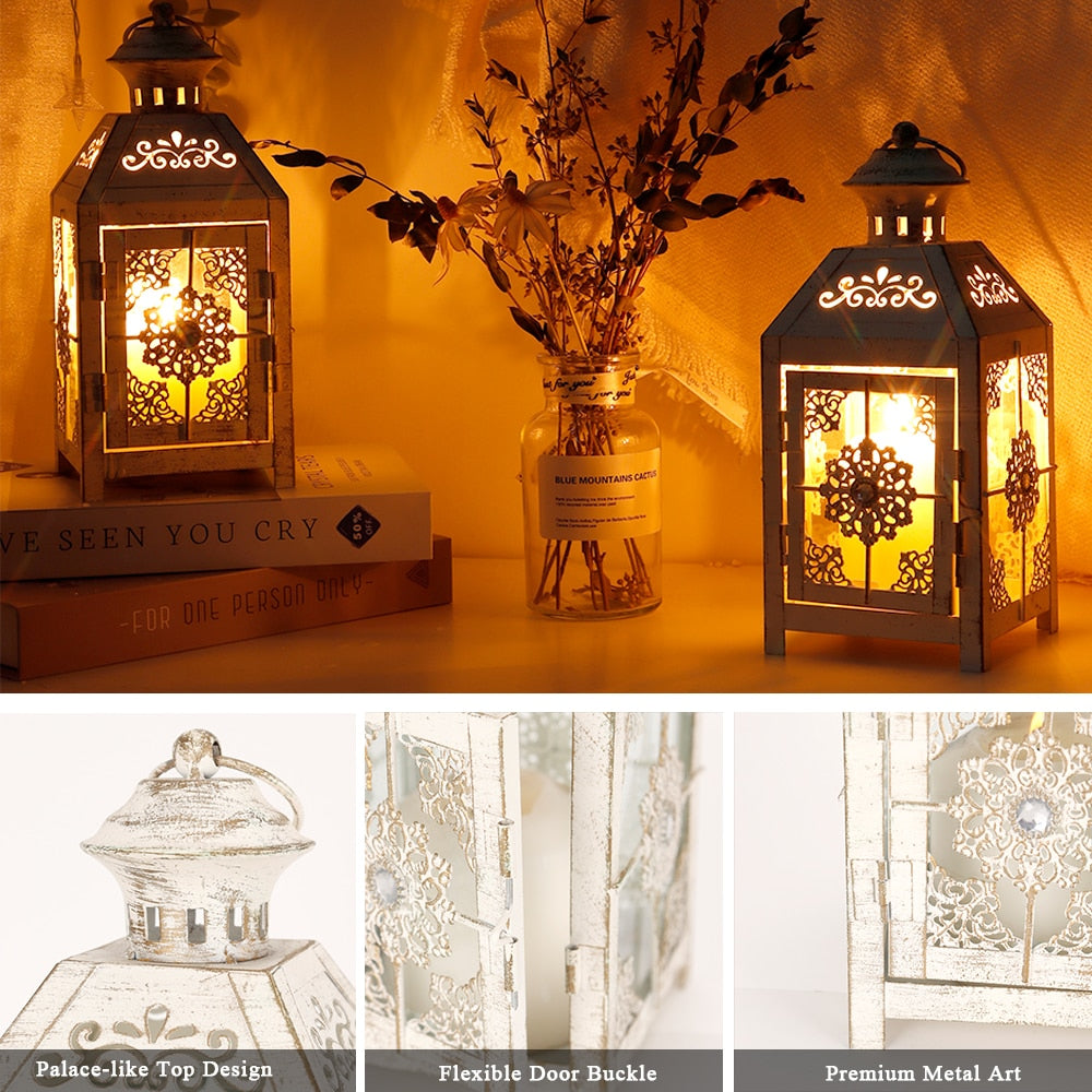 2Pcs Vintage Candle Holder Lantern