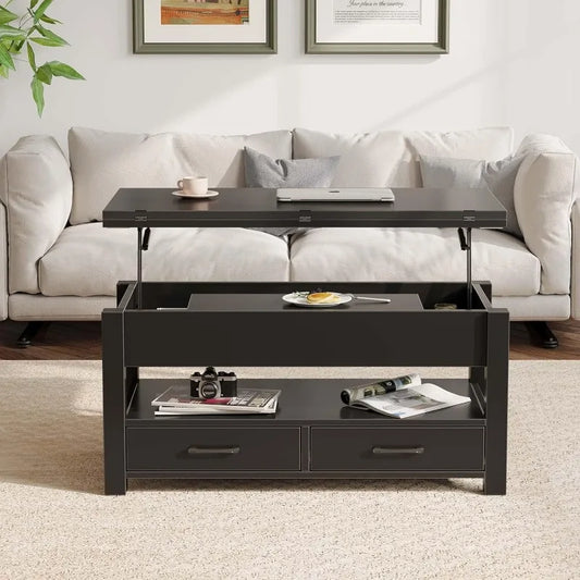 Multi-Function Convertible Coffee Table with Drawers and Hidden Compartment