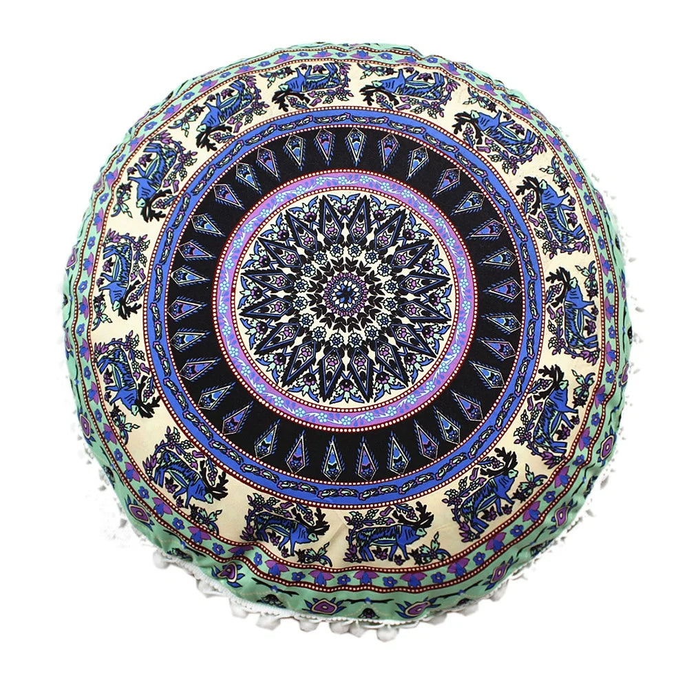 Mandala Floral Round Pillow Cover 17" Double Sided - multiple colors