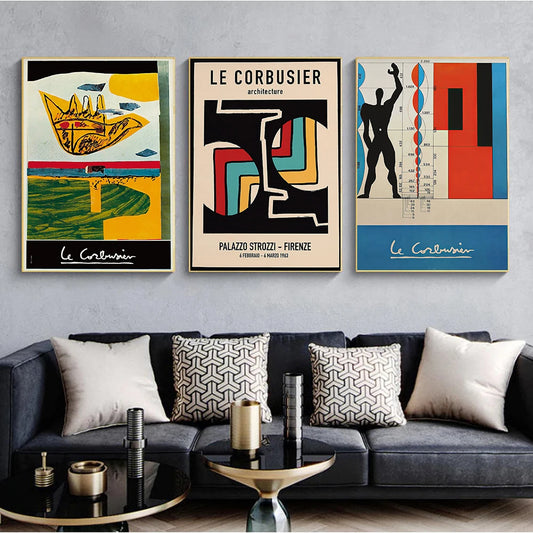 Le Corbusier Exhibition Poster 1963 French Art Museum Print Cubism Style Mid Century Modern Wall Art Canvas Painting