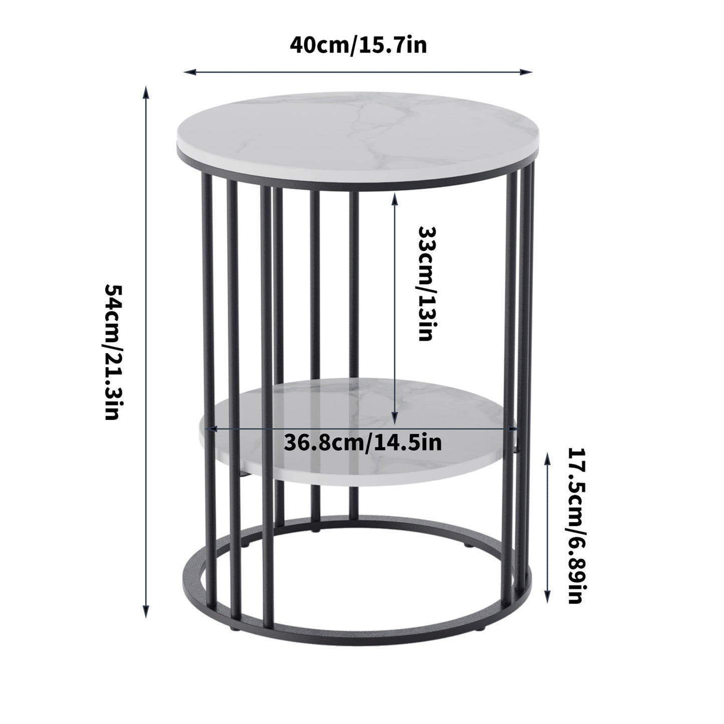 Tall Frame End Table with Stone Tabletop